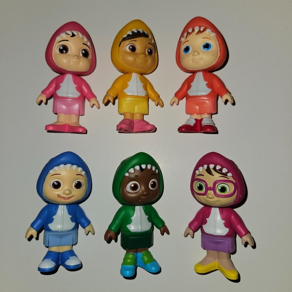 Cocomelon Shark Pack 6 Figures Toy Lot CeCe JJ Nina Cody Bella Nico
